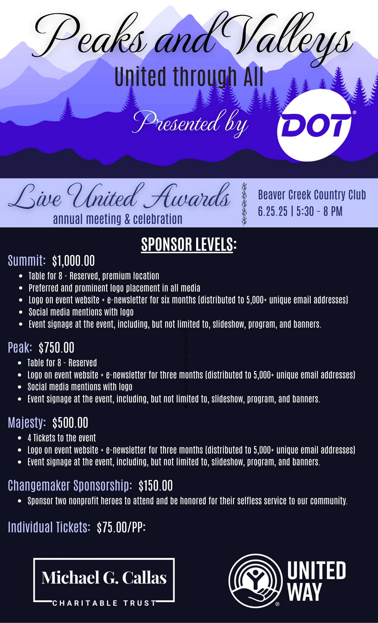 Annual Meeting Sponsor Flyer with major sponsors